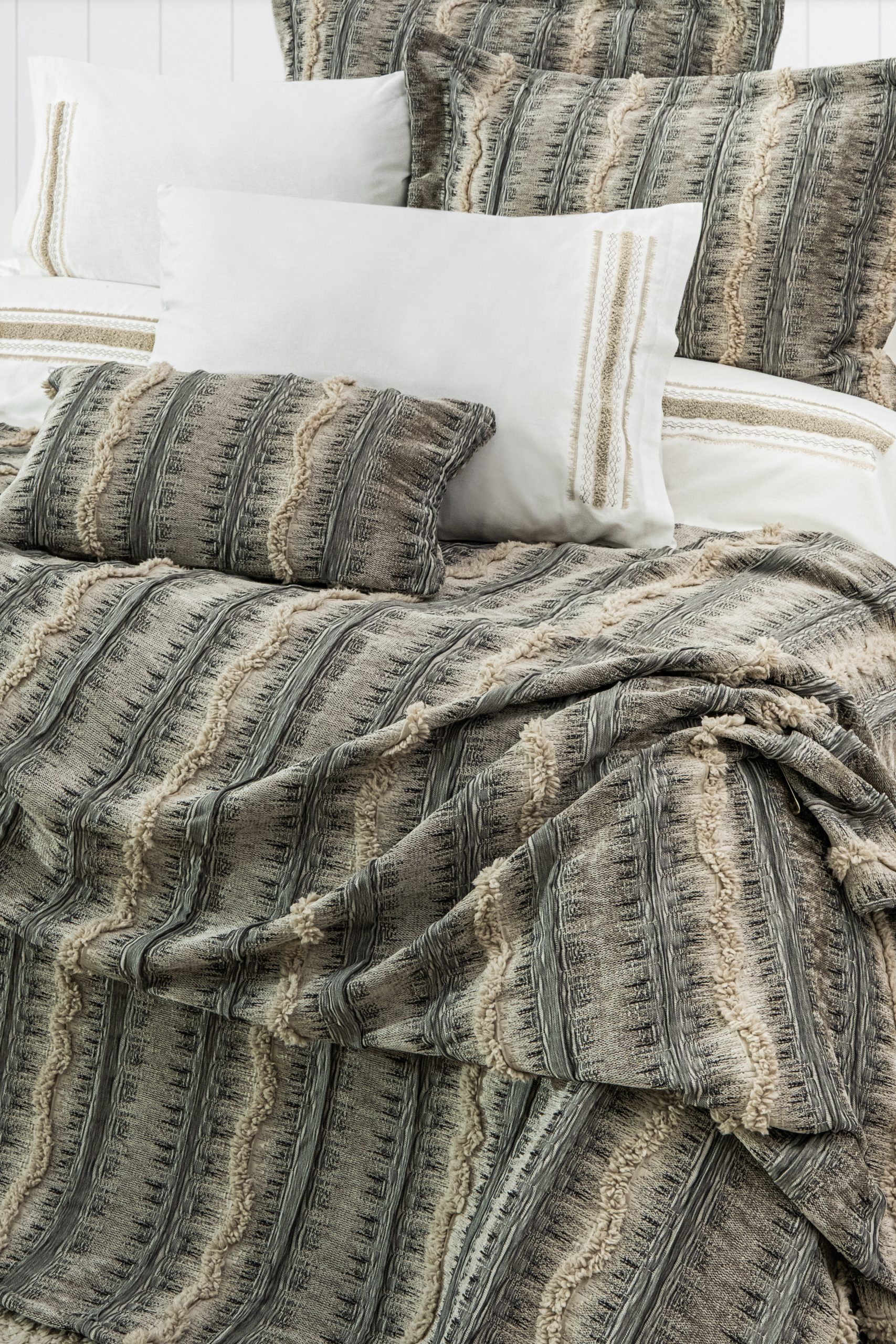 CHAKRA 8 PRÇ YATAK ÖRTÜSÜ - KAHVE DETAY